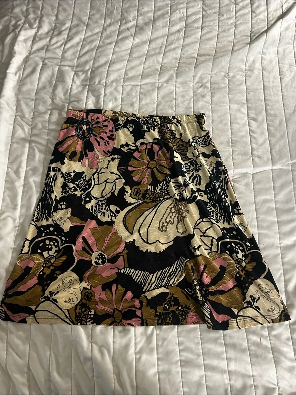 Brittany Black Petite Y2K Floral Mini Skirt PL Made in USA